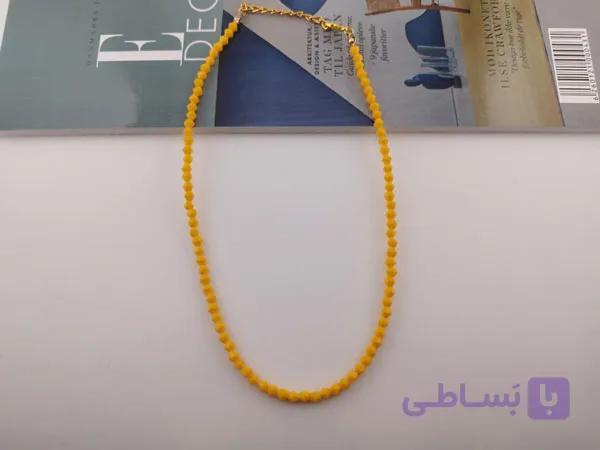 گردنبند نارنجی مهره ساده تابستانی