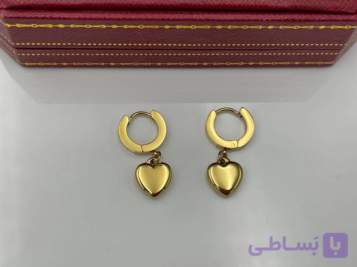 گوشواره طرح قلب حلقه ای ظریف — تصویر 1