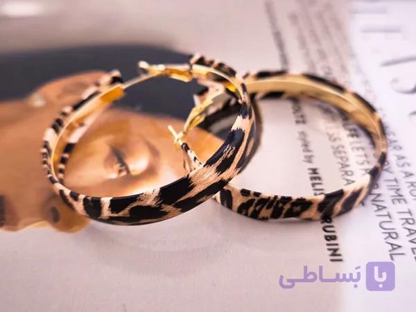 گوشواره حلقه ای پلنگی رنگ ثابت کد 11214 — تصویر 1