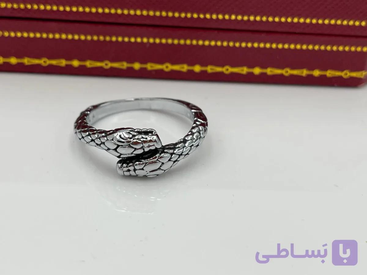 انگشتر مار دو سر استیل — تصویر 1