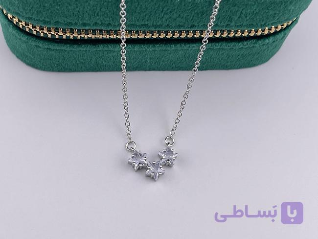 گردنبند طرح سه ستاره نقره ای — تصویر 1
