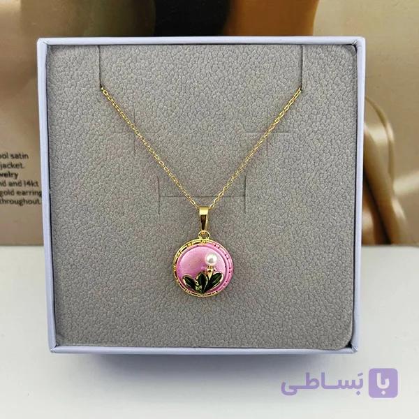 گردنبند میناکاری طرح گل مرواریدی — تصویر 1