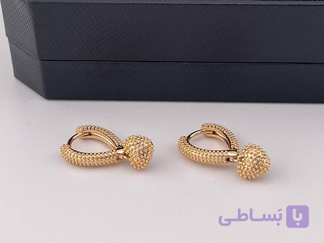 گوشواره شاین دار طرح طلا آویز قلبی — تصویر 1