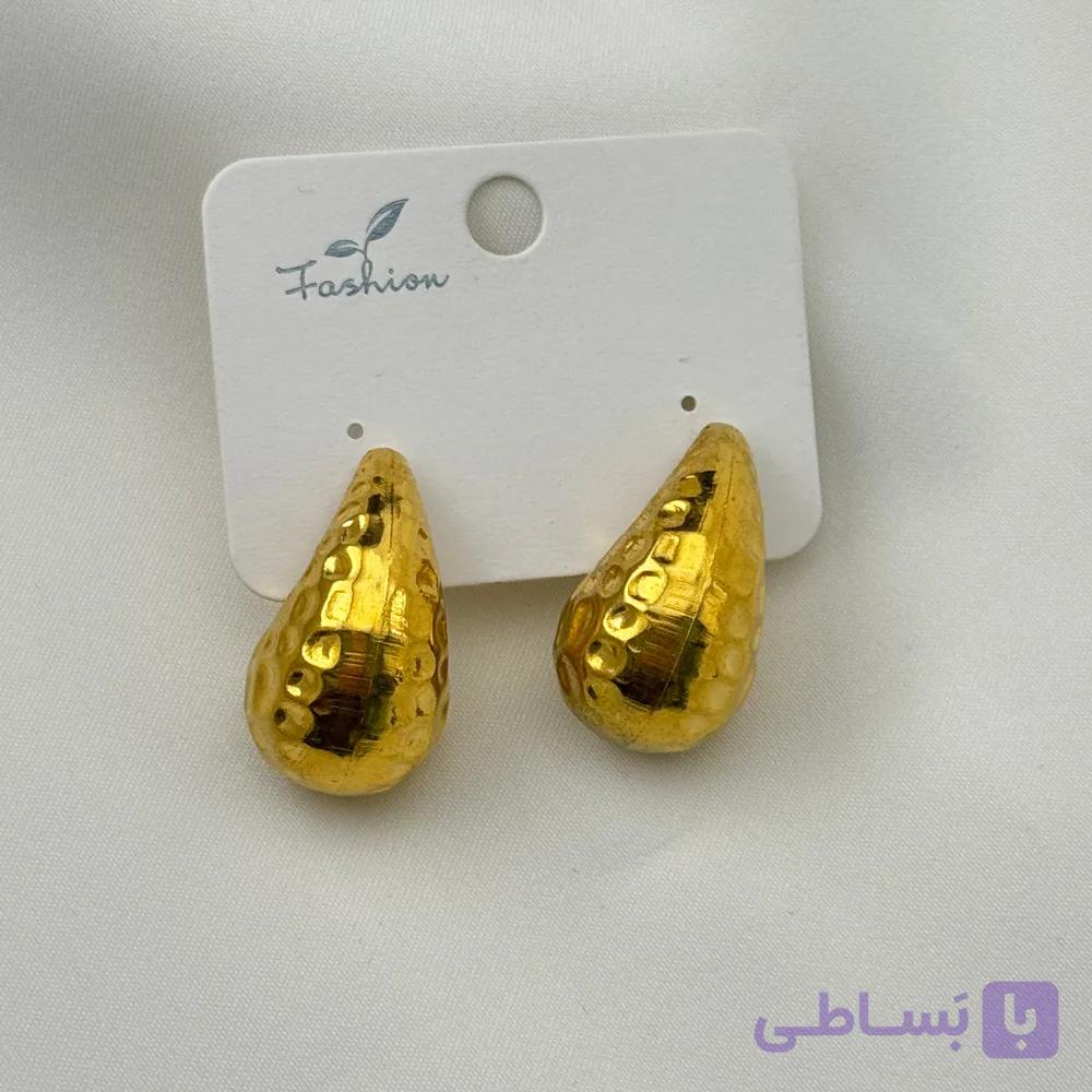 گوشواره میخی اشک طلایی زنانه — تصویر 1