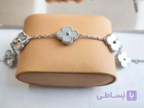 دستبند ونکلیف نقره ای زنجیری کد 10966 — تصویر 1