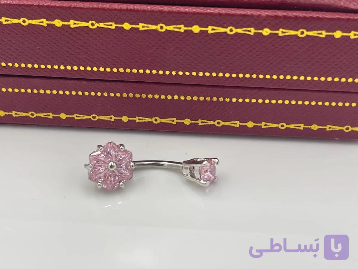 پیرسینگ ناف گل دو سر صورتی