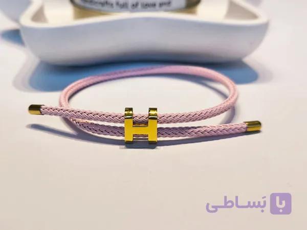 دستبند هرمس بند آسانسوری صورتی — تصویر 1