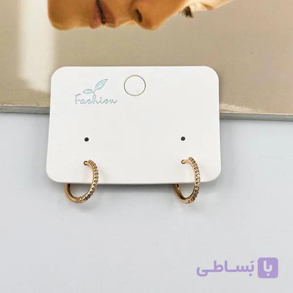 گوشواره ژوپینگ حلقه‌ای طلایی نگین‌دار — تصویر 1