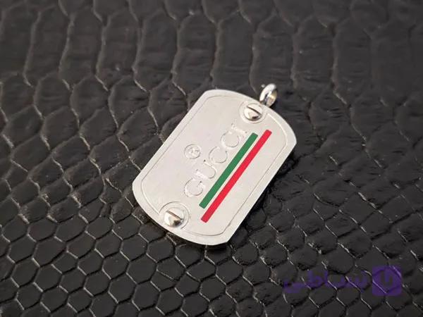 پلاک سربازی گوچی نقره ای مردانه کد 10545 — تصویر 1