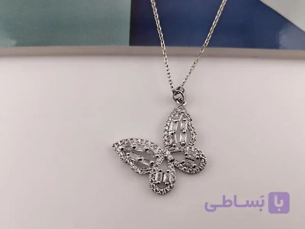 گردنبند پروانه دخترانه نقره ای — تصویر 1