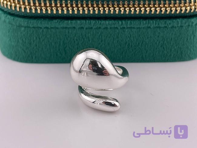 انگشتر آبکاری نقره ماری طرح 2 — تصویر 1