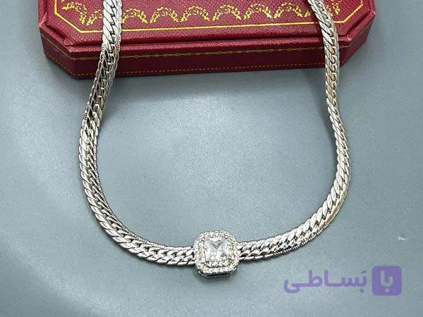 گردنبند تک نگین با زنجیر ماری — تصویر 1
