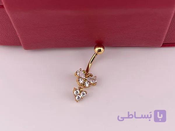 پیرسینگ ناف آویزی طرح گل — تصویر 1