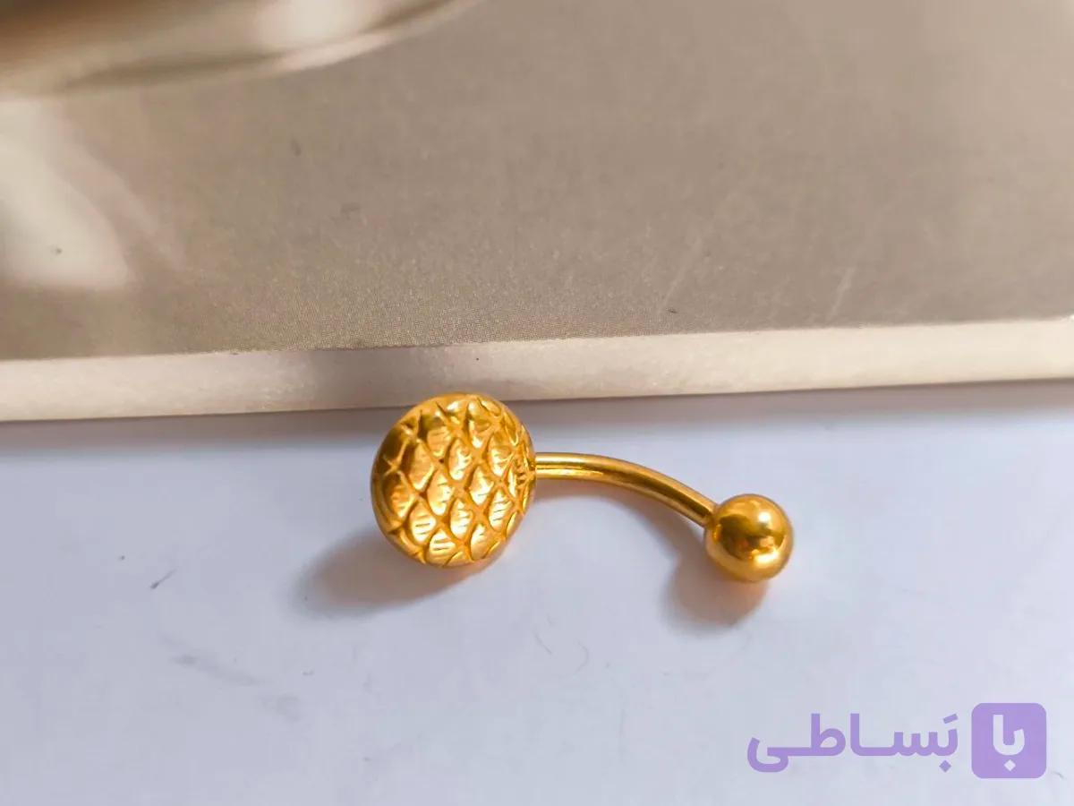 پیرسینگ ناف طلایی ساده — تصویر 1