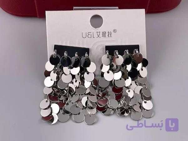 گوشواره سکه ای چندلاین طلایی و نقره ای — تصویر 1