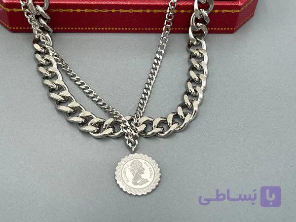 گردنبند دو لاین نقره ای الیزابت — تصویر 1