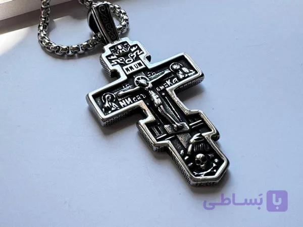 گردنبند صلیب گنگ مردانه دو رو — تصویر 1