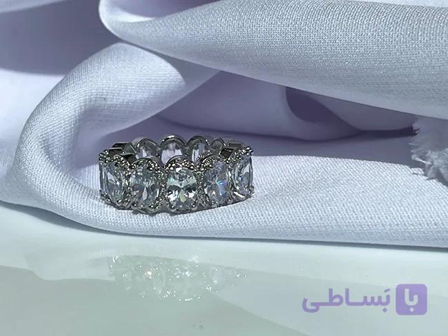 انگشتر طرح جواهر بیضی — تصویر 1