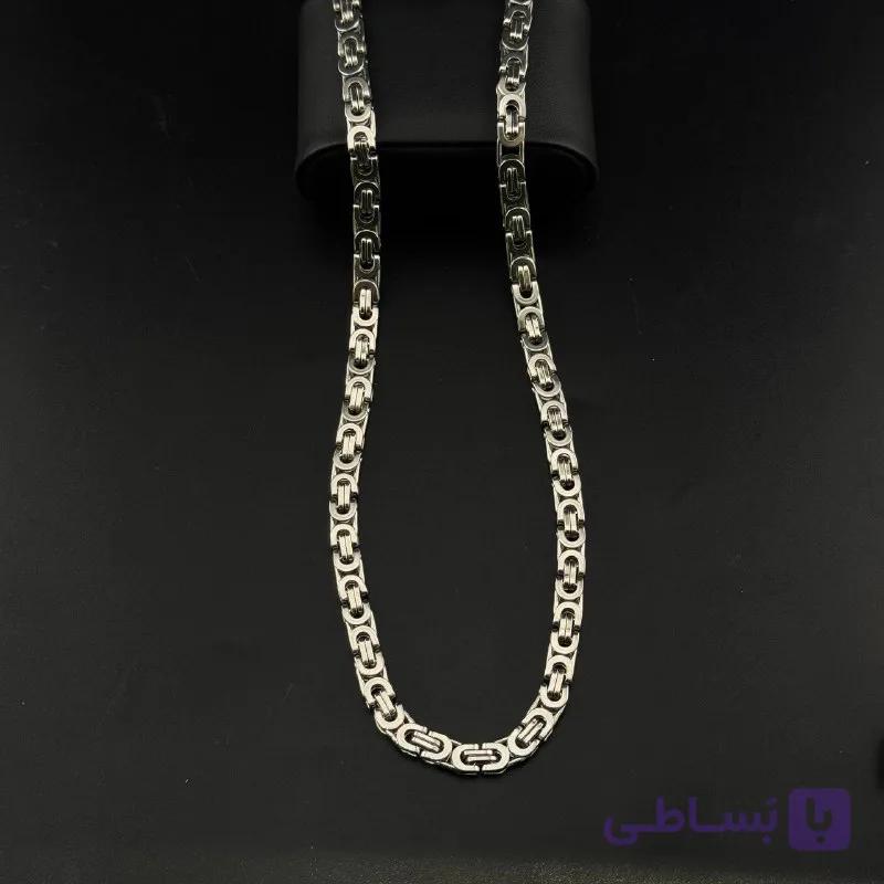 گردنبند زنجیر مردانه بافت امپراتور تخت (نقره‌ای) — تصویر 1