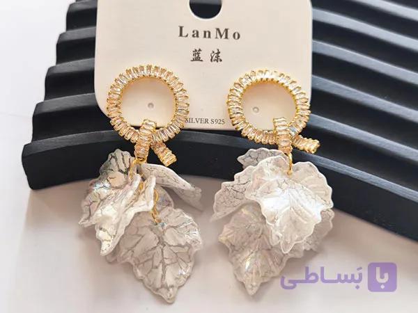 گوشواره تنیسی نگینی آویز گل — تصویر 1