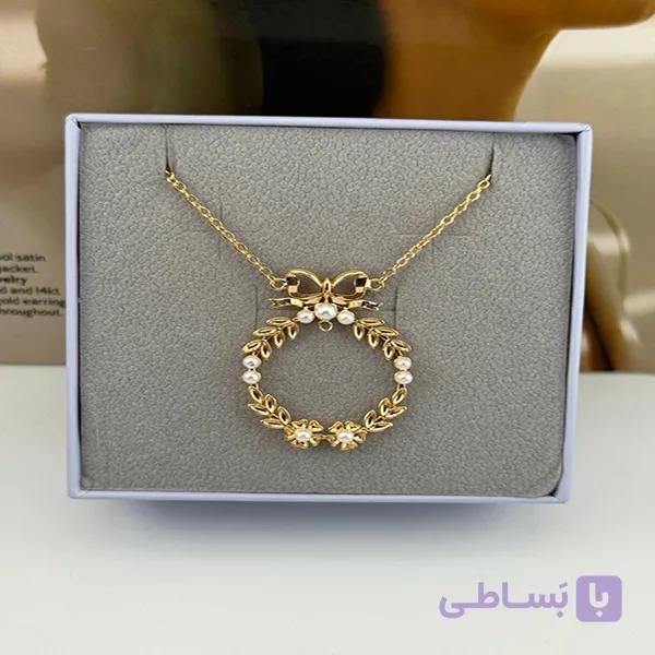 گردنبند حلقه برگ و مروارید — تصویر 1