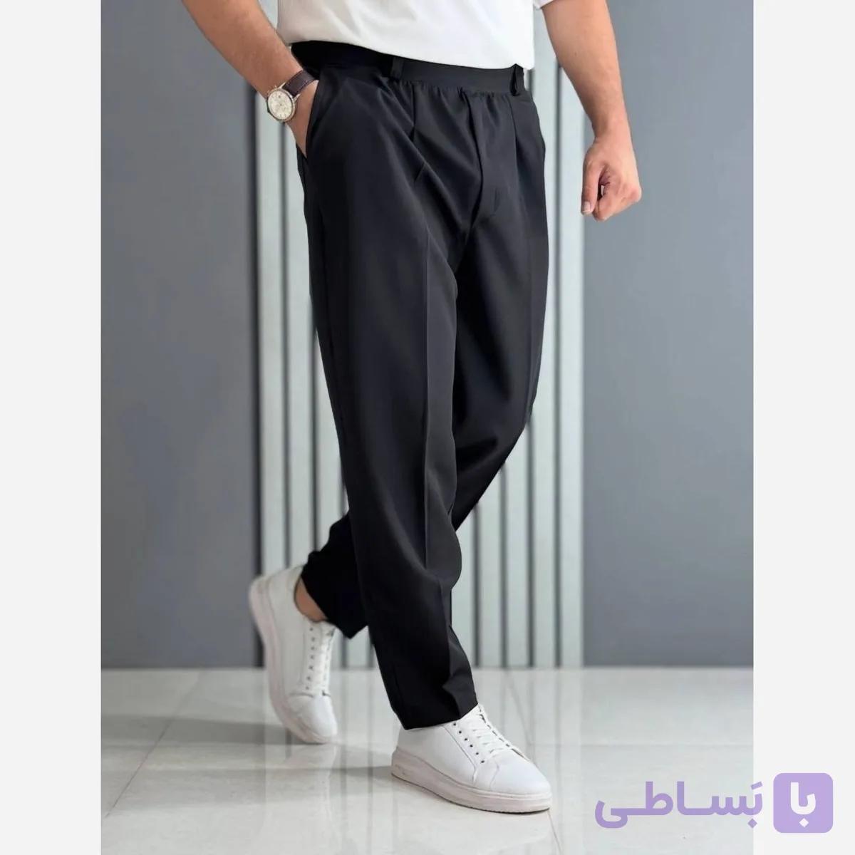 شلوار مام فیت پارچه مازراتی مردانه
