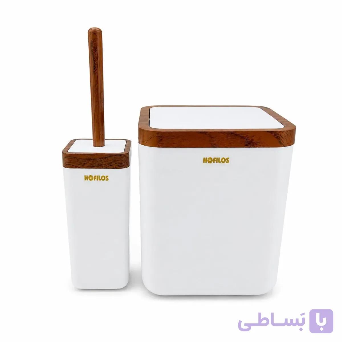 ست سرویس بهداشتی فرچه و سطل در بادبزنی مدل مربع طرح چوب رایان هوفیلوس Hofilos — تصویر 1
