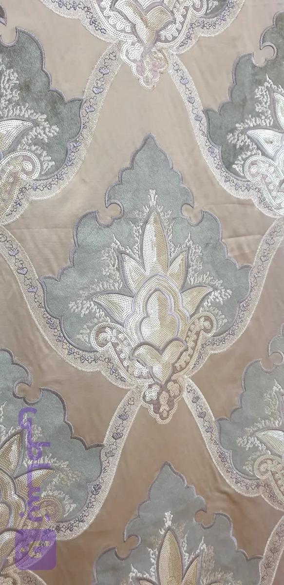 ساتن گادوزی گل درشت سالونی با گل مخمل بومونتی کد7312