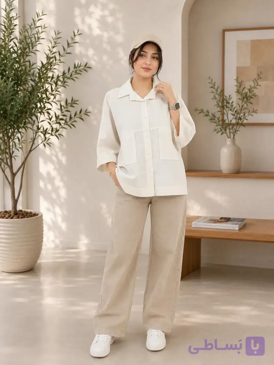 شومیز باکسی دو جیب لینن