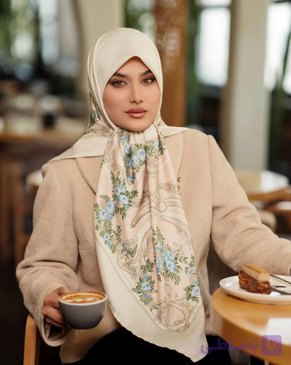 روسری زنانه ابریشم توییل وارداتی قواره ۱۴۰ طرح جنگل