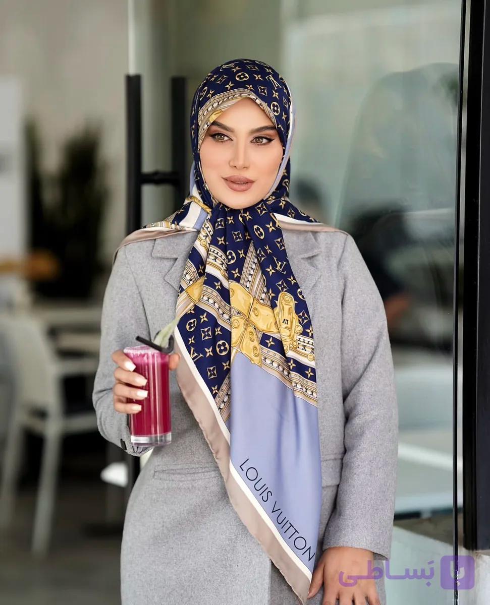 روسری زنانه ابریشم توییل وارداتی قواره ۱۴۰ لویی ویتون