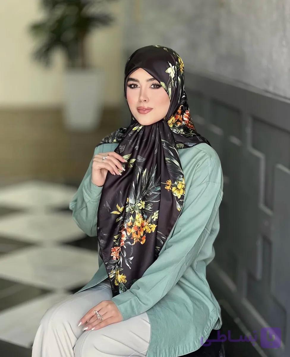 روسری ابریشم وارداتی طرح برگ