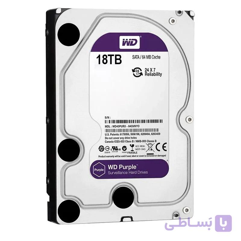 هارد دیسک اینترنال وسترن دیجیتال با رابط SATA مدل WD Purple Surveillance ظرفیت 18 ترابایت