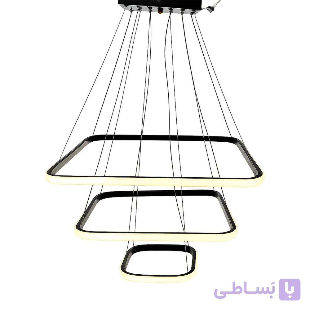 لوستر مربع سه حلقه ریموت دار — تصویر 1