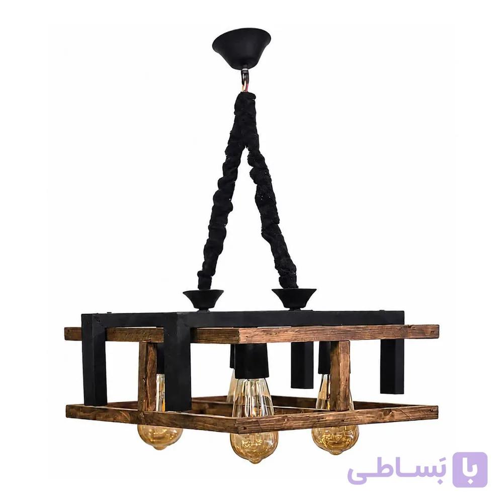 لوستر مدل 4 شعله چوبی — تصویر 1
