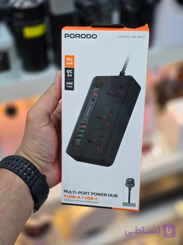 چندراهی و هاب شارژ هوشمند از برند Porodo مدل سری PD-FWCH013 با کابل ۲ متری — تصویر 1