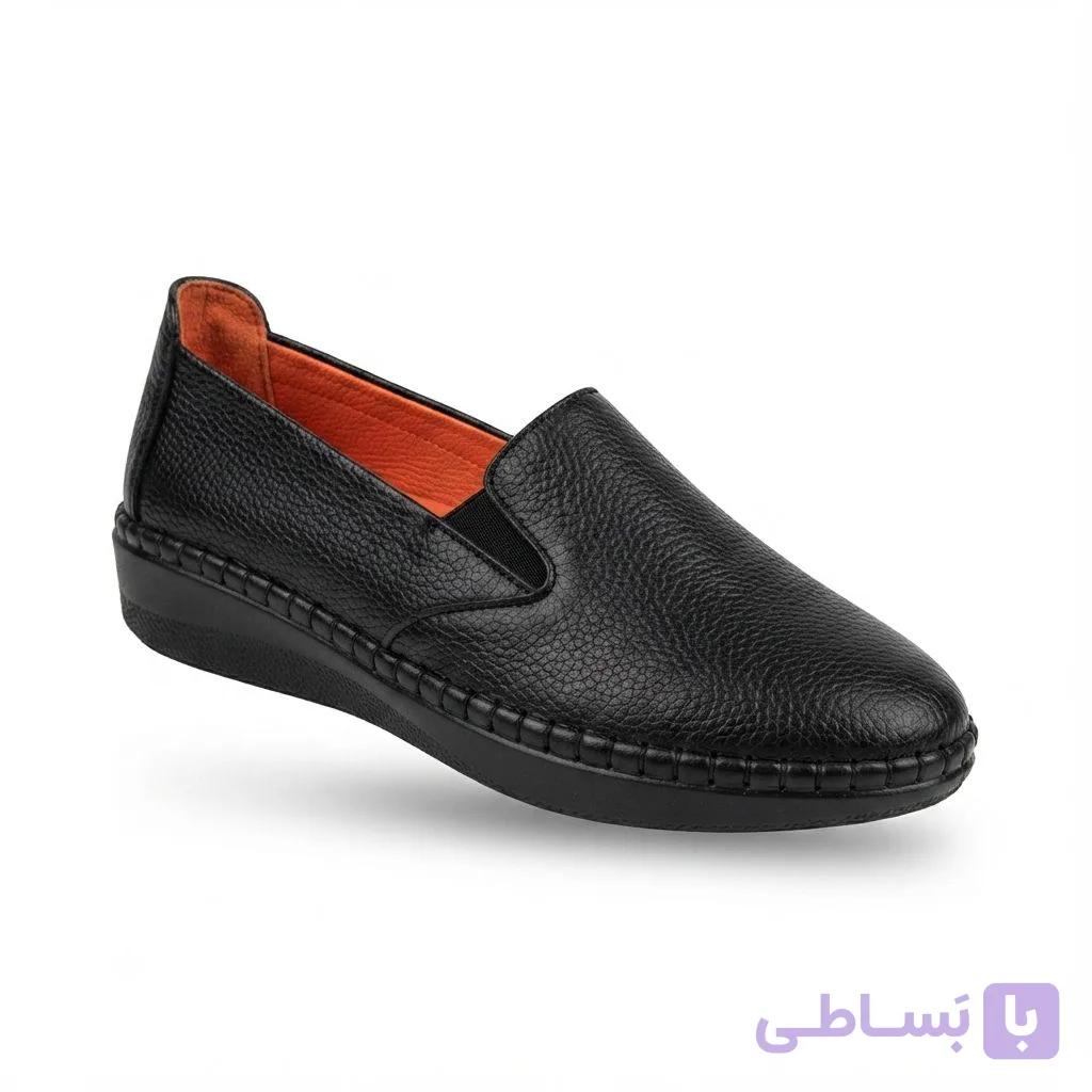 کفش طبی و روزانه زنانه چرم تبریز مدل رزا بافتی زیره پی یومشکی — تصویر 1