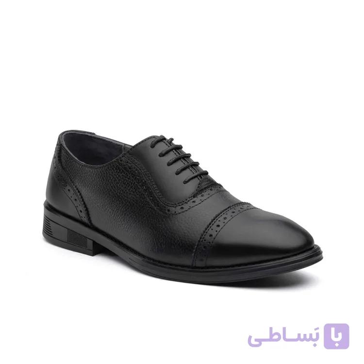 کفش مجلسی مردانه چرم تبریز تورین سرپنجه بندی زیره پی وی سی — تصویر 1