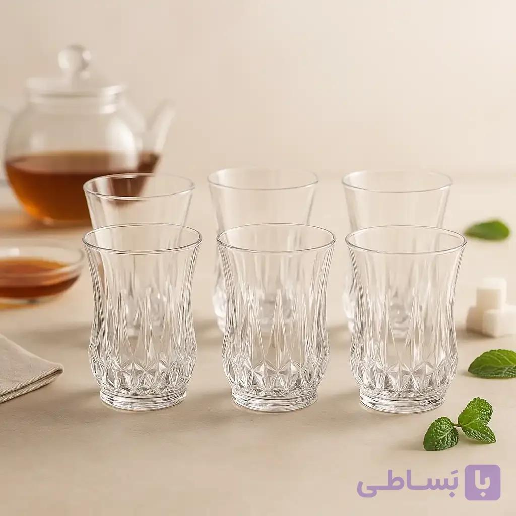 لیوان شیشه و بلور اصفهان سری امپراطور کد 339 بسته 6 عددی — تصویر 1