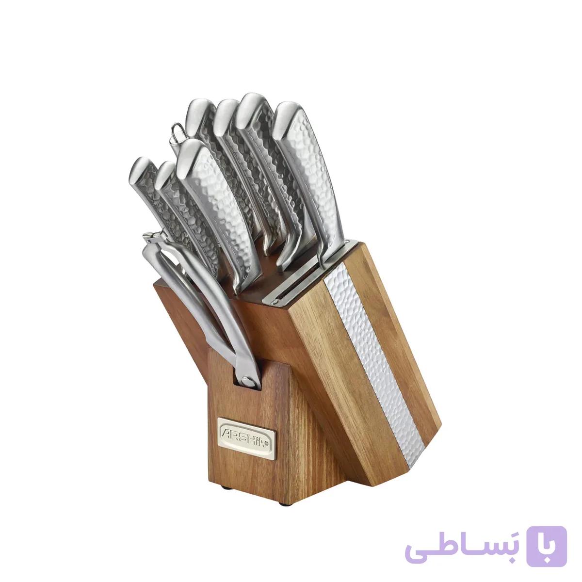 ست چاقوی استیل ۱۰ پارچه عرشیا با استند چوبی مدل KS272-3942 — تصویر 1