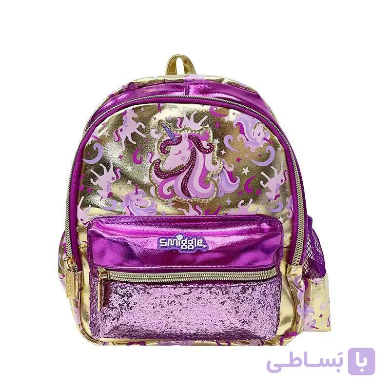 کوله پشتی مهد کودکی برند اسمیگل رنگ بنفش طلایی کد 00232 — تصویر 1