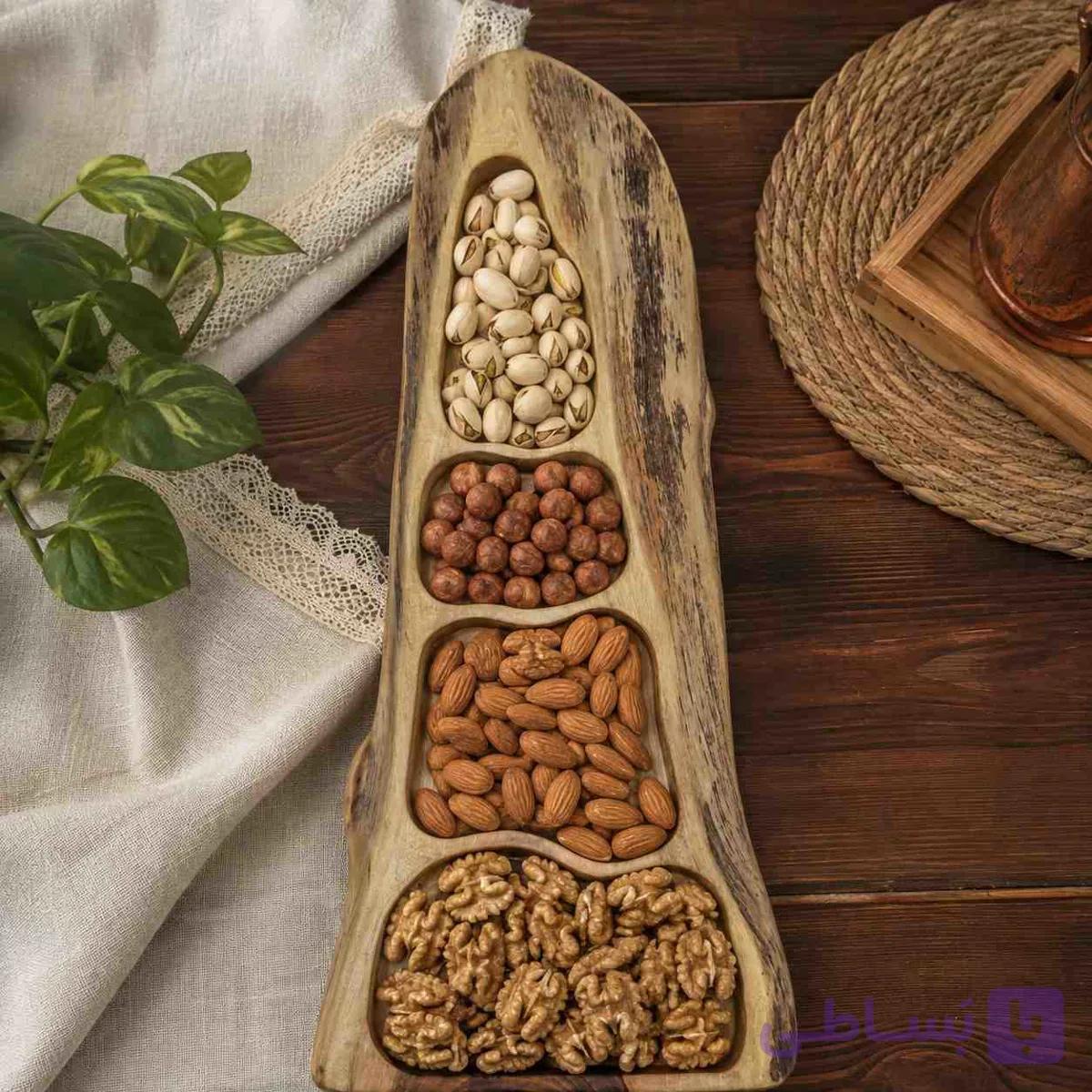 اردوخوری چوبی چهارخونه ی گردو کد ۶۳ — تصویر 1