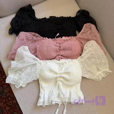 کراپ عروسکی آستین گیپور پفی پینترستی