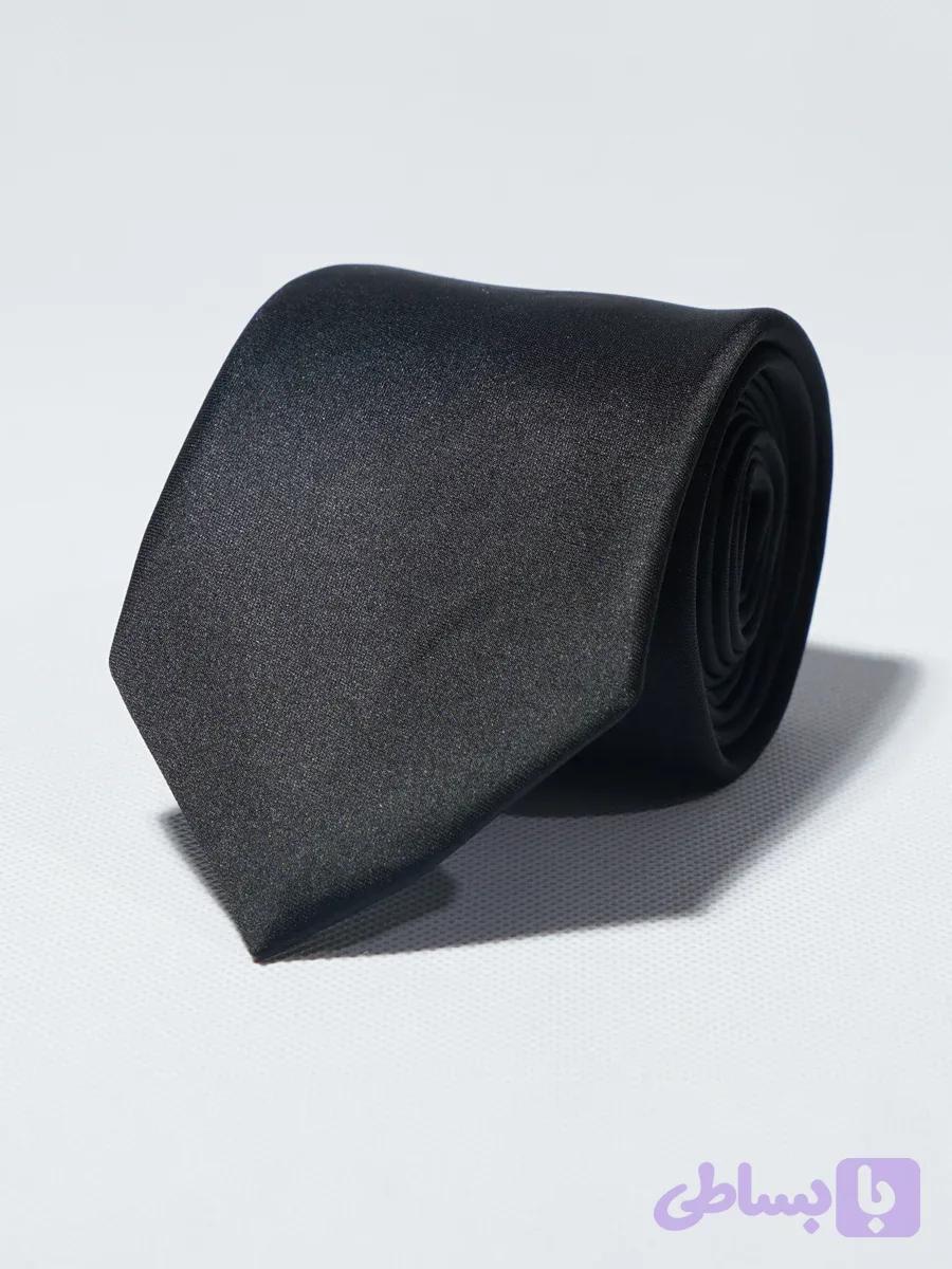 کراوات و پوشت ساتن مشکی کد 5551 — تصویر 1