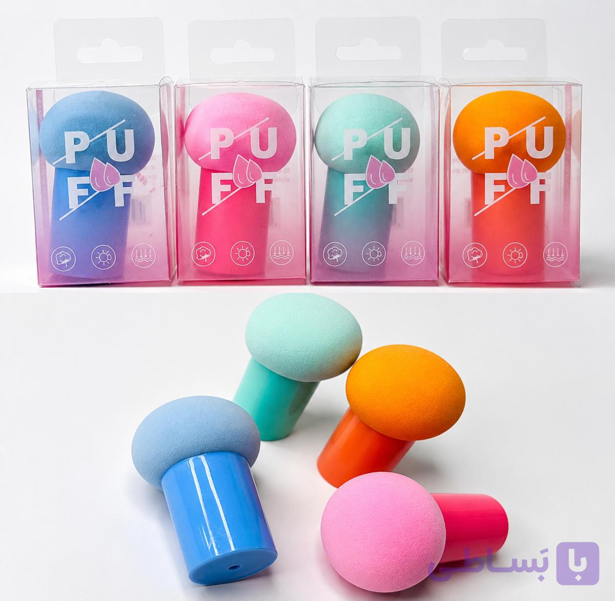 پد قارچی آرایشی پوف (POUFF) درجه یک | اسفنج نرم دسته‌دار | قابل شستشو — تصویر 1