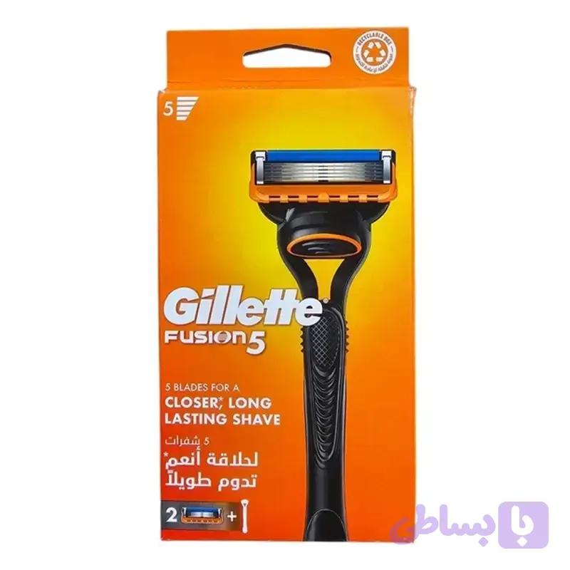 خودتراش مردانه ژیلت Gillette اورجینال مدل Fusion 5 با تیغه‌های 5 لبه استیل ضد زنگ همراه با تیغ یدک — تصویر 1