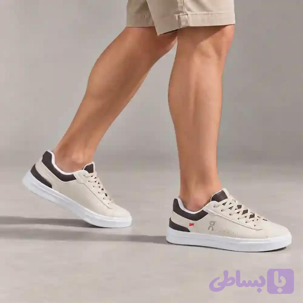 کتانی مردانه اسپرت روزمره مدل راجر، رنگ کرم و قهوه‌ای، سایز ۴۱ تا ۴۴ — تصویر 1