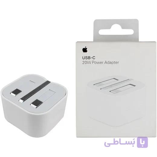 شارژر دیواری اپل 20 وات USB-C سه پین اورجینال — تصویر 1