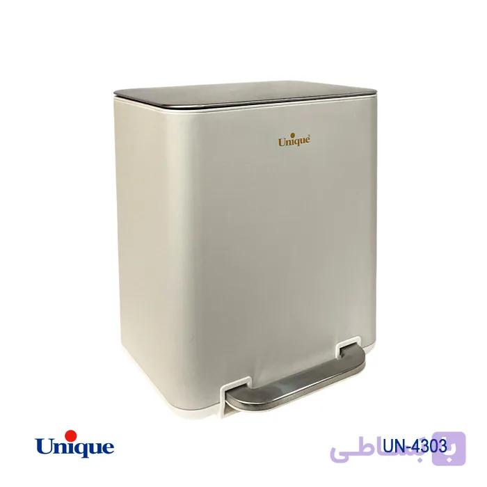 سطل زباله چهارگوش 20 لیتر سفید یونیک UN-4303 — تصویر 1
