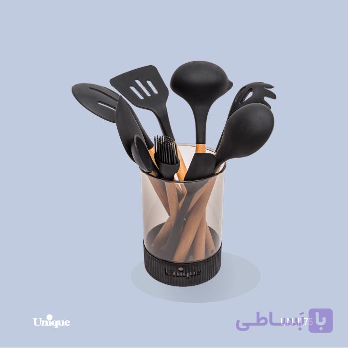 ست کفگیر و ملاقه 10 پارچه سیلیکون چوبی یونیک UN-1175 — تصویر 1